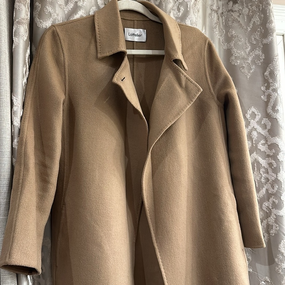 Lattelier Earth Tone Belted Wool Coat - Picture 3 of 6